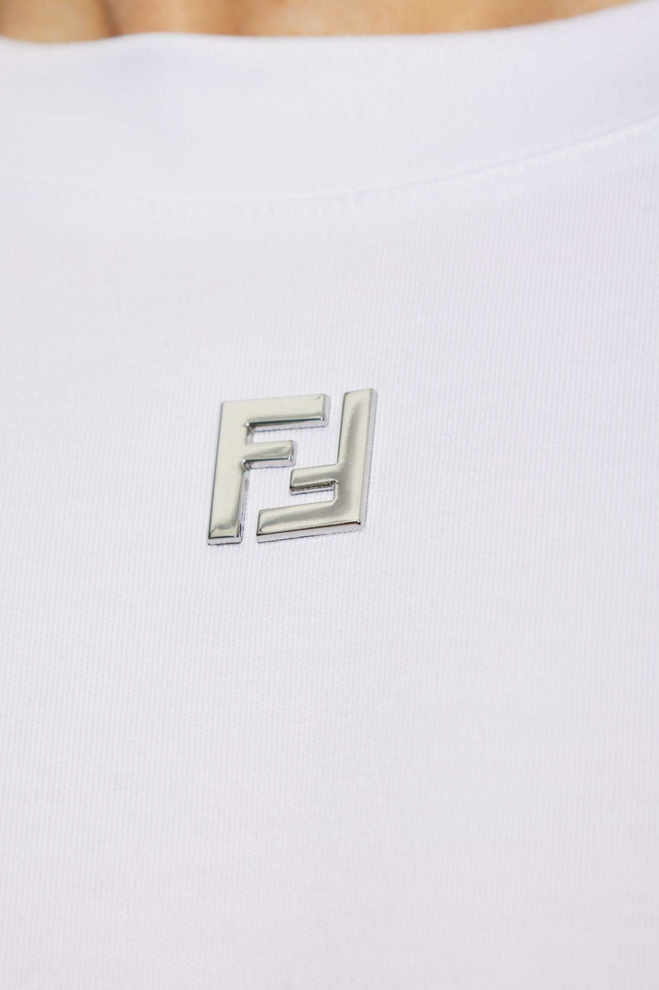 FENDI 刺繍モチフロコTシャツ FY0936AR6Z F0QA0 White T-shirt with logo-shaped appliqué Fendi - Vitkac France